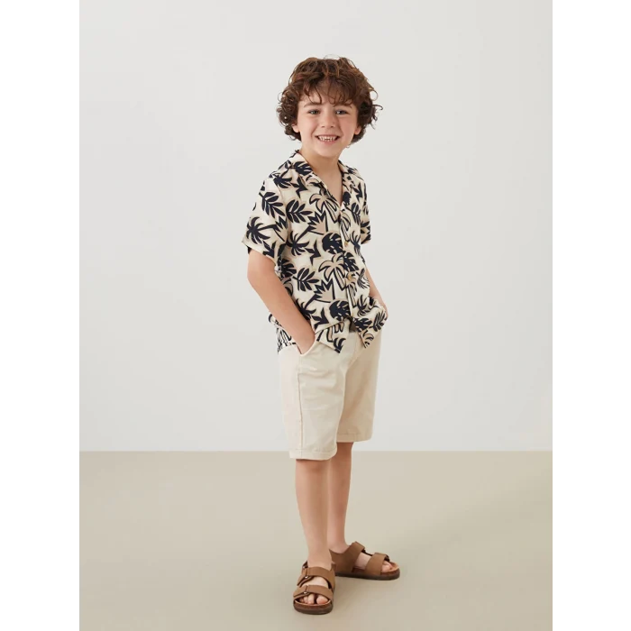 LCW Kids Gri Regular Fit Baskılı Erkek Çocuk Gömlek