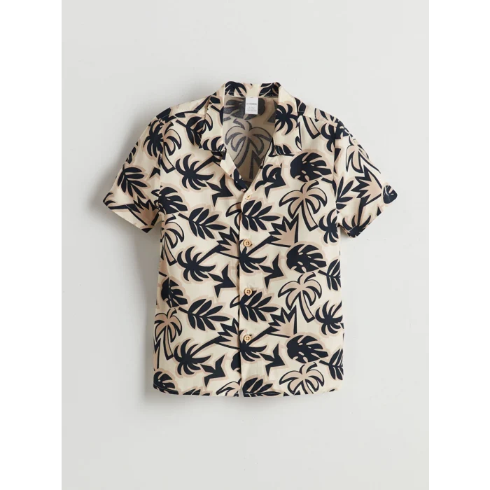 LCW Kids Gri Regular Fit Baskılı Erkek Çocuk Gömlek