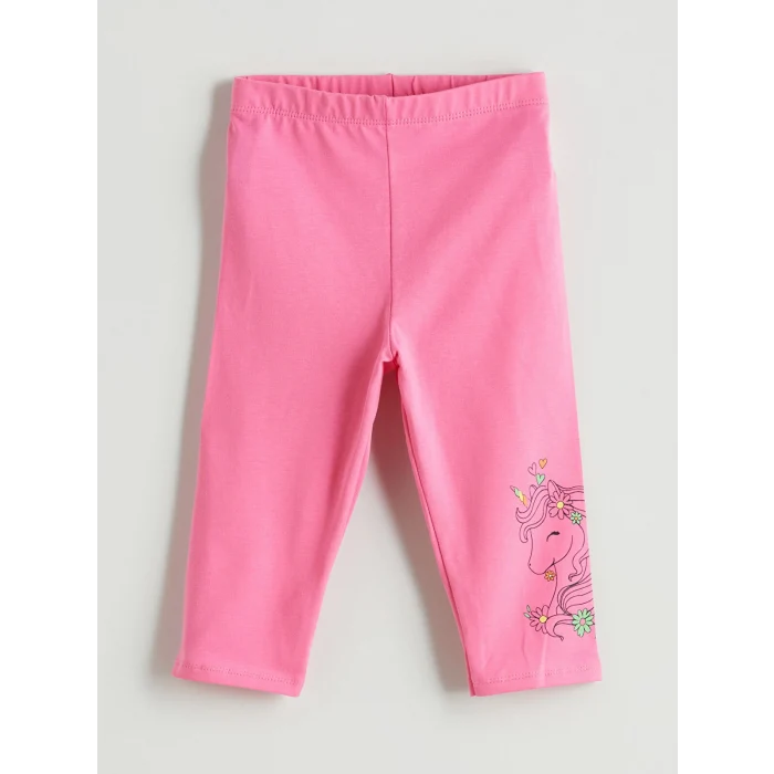 LCW Kids Beyaz Bisiklet Yaka Baskılı Kız Çocuk Tişört ve Tayt 2li