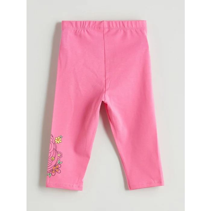 LCW Kids Beyaz Bisiklet Yaka Baskılı Kız Çocuk Tişört ve Tayt 2li