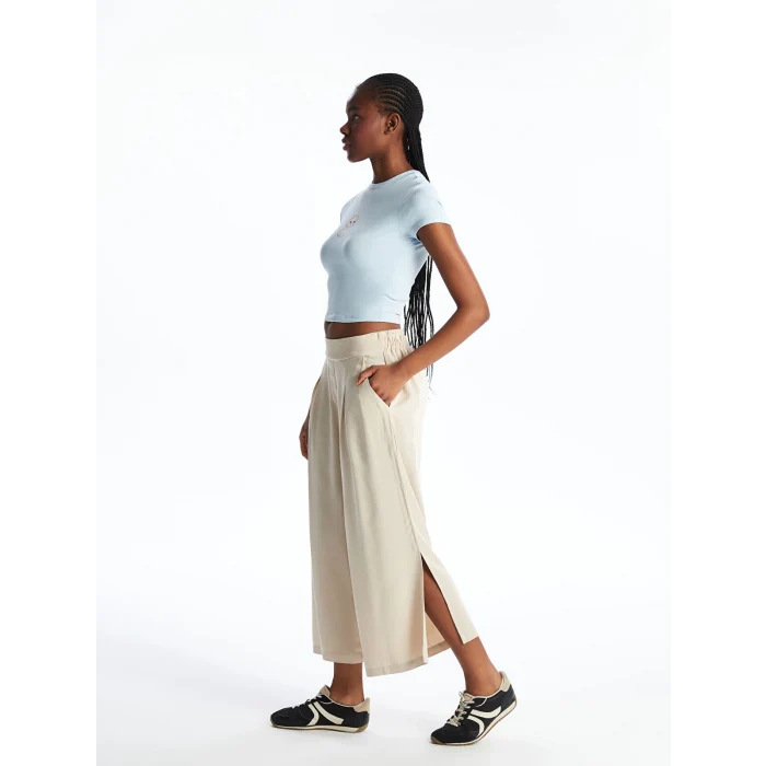 XSIDE Mavi Bisiklet Yaka Köpek Baskılı Kadın Crop