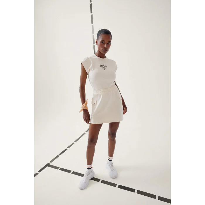 Defacto E3829 Bej DeFactoFit NBA Chicago Bulls Standart Fit Bisiklet Yaka Nakış Baskı Fitilli Kaşkorse Kısa Kollu Tişört