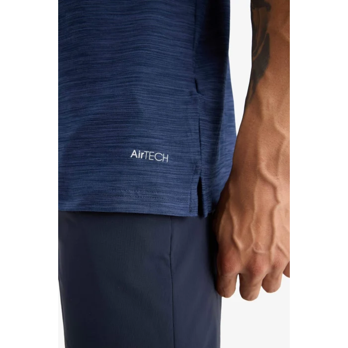 Defacto D9241 İndigo DeFactoFit Esnek Kumaş Standart Fit Sporcu Kısa Kollu Polo Tişört