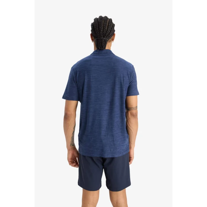 Defacto D9241 İndigo DeFactoFit Esnek Kumaş Standart Fit Sporcu Kısa Kollu Polo Tişört