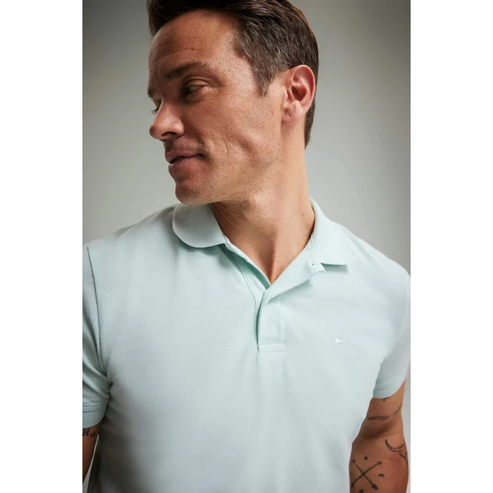 Defacto E2633 Yeşil %100 Pamuk Slim Fit Dar Kesim Polo Yaka Kısa Kollu Pamuklu Nakışlı Pike Polo Tişört