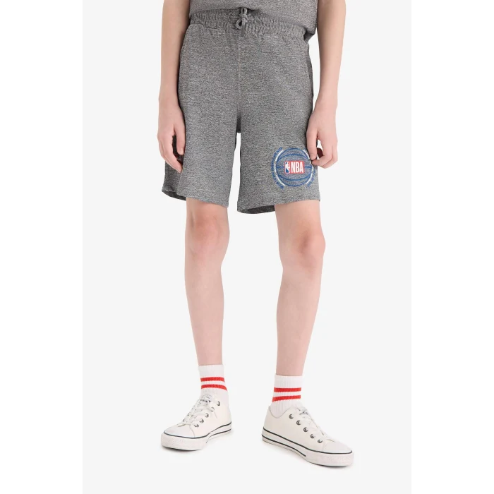 Defacto E4854 Gri Erkek Çocuk NBA Wordmark Beli Lastikli Şort