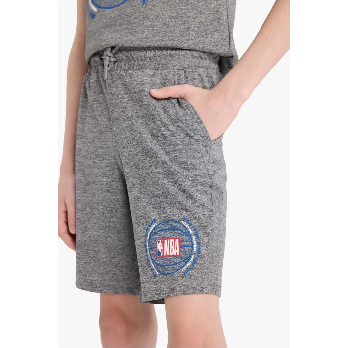 Defacto E4854 Gri Erkek Çocuk NBA Wordmark Beli Lastikli Şort