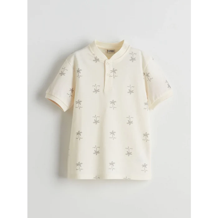 LCW Kids Ekru Hakim Yaka Erkek Çocuk Tişört