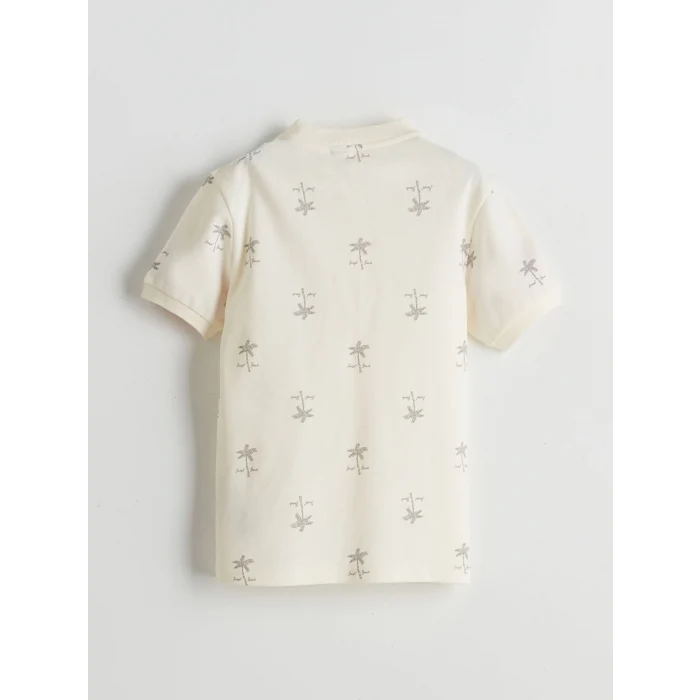 LCW Kids Ekru Hakim Yaka Erkek Çocuk Tişört