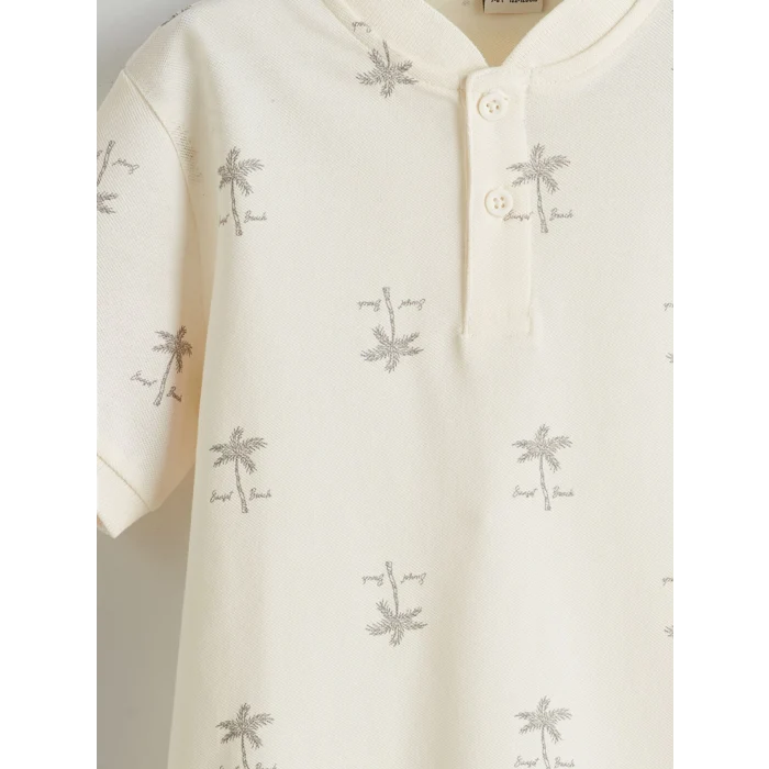 LCW Kids Ekru Hakim Yaka Erkek Çocuk Tişört