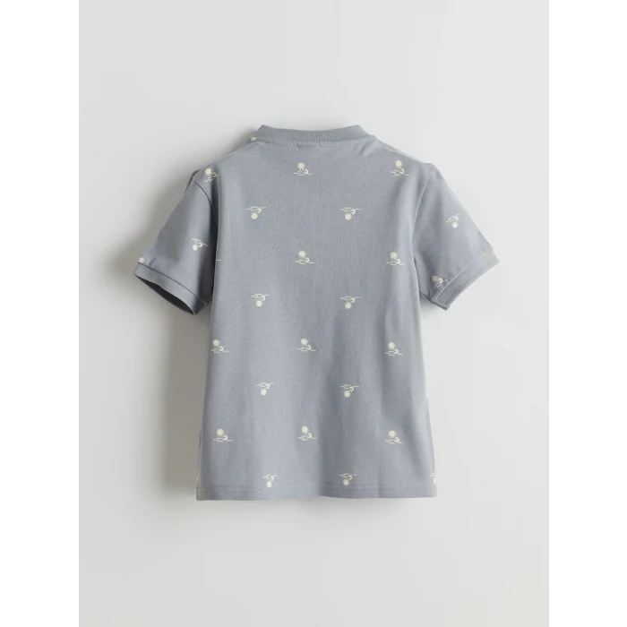 LCW Kids Ekru Hakim Yaka Desenli Erkek Çocuk Pike Tişört