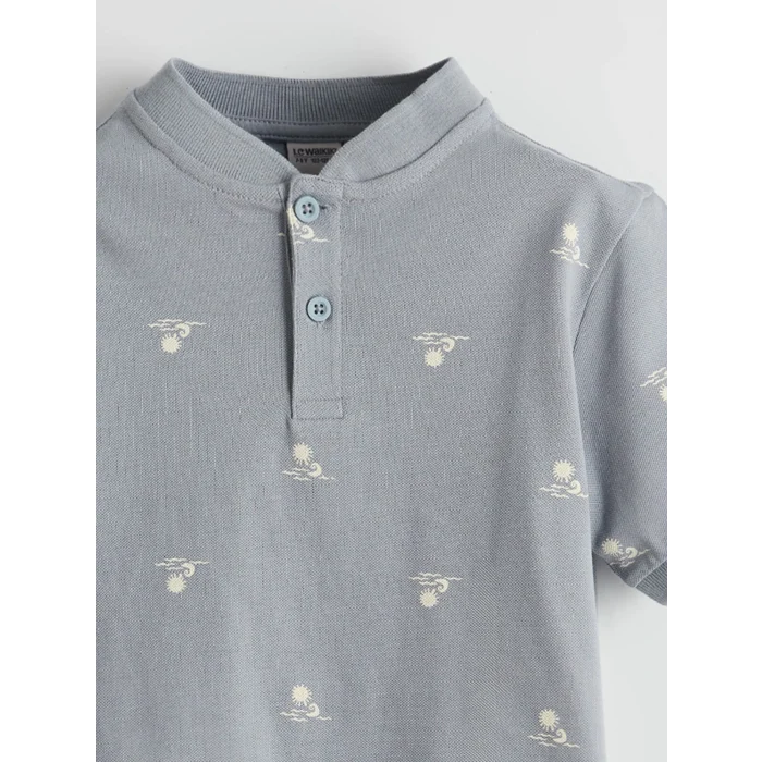 LCW Kids Ekru Hakim Yaka Desenli Erkek Çocuk Pike Tişört