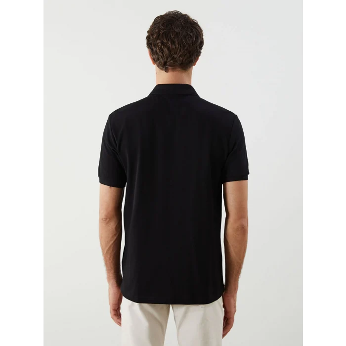 LCWAIKIKI Classic Siyah Polo Yaka Kısa Kollu Pike Erkek Tişört