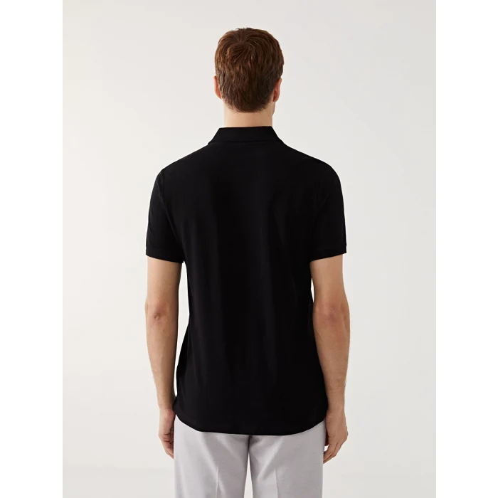 LCWAIKIKI Classic Siyah Polo Yaka Kısa Kollu Pike Erkek Tişört