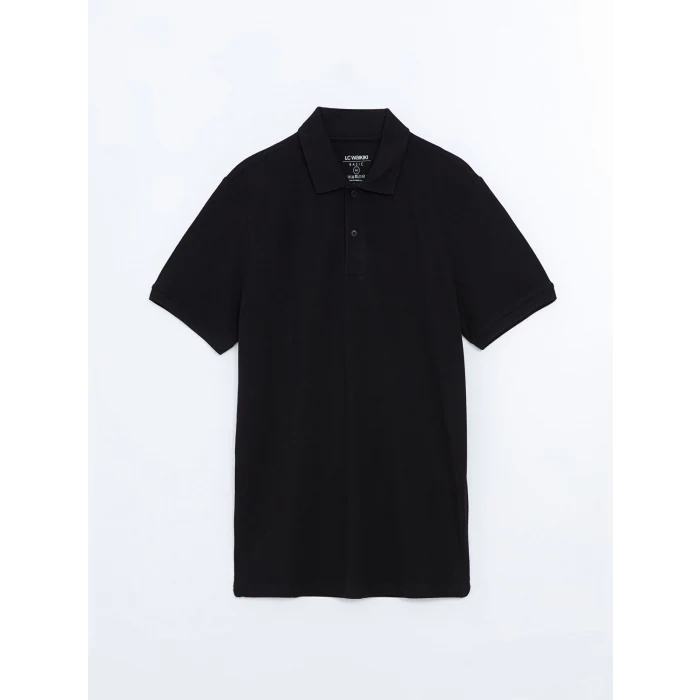 LCWAIKIKI Classic Siyah Polo Yaka Kısa Kollu Pike Erkek Tişört