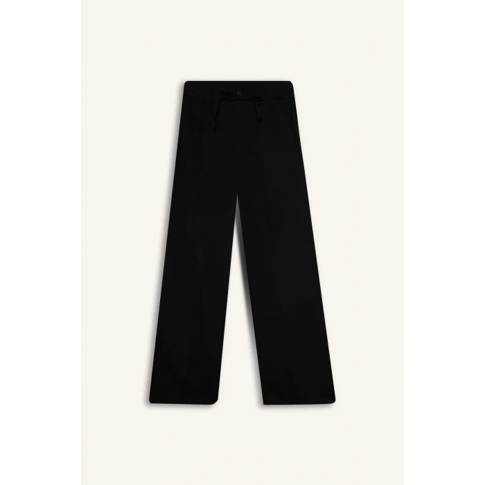 Defacto E5970 Siyah Afra x Defacto Wide Leg Kumaş Palazzo Pantolon Üç Cepli Normal Bel Standart Boy