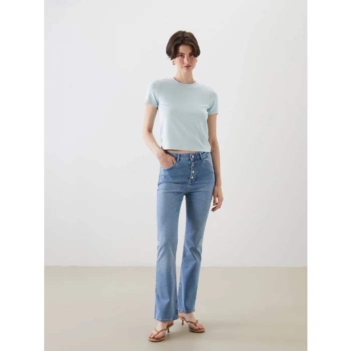 LCW Jeans Indigo Crop Flare Kadın Jean Pantolon