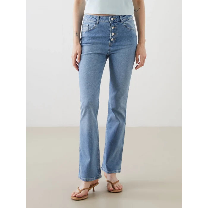 LCW Jeans Indigo Crop Flare Kadın Jean Pantolon
