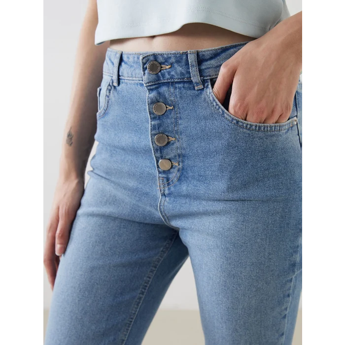 LCW Jeans Indigo Crop Flare Kadın Jean Pantolon