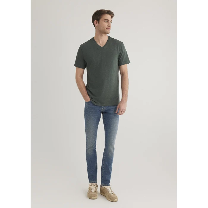 Mavi 061748-25752 Stretch V Yaka Yeşil Basic Tişört