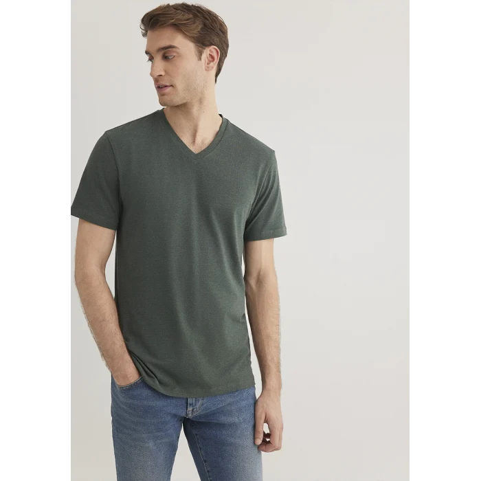 Mavi 061748-25752 Stretch V Yaka Yeşil Basic Tişört