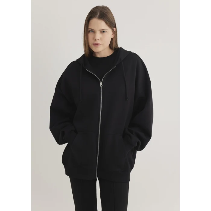 Mavi 1610221-900 Kapüşonlu Fermuarlı Siyah Sweatshirt