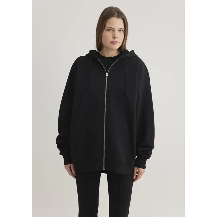 Mavi 1610221-900 Kapüşonlu Fermuarlı Siyah Sweatshirt