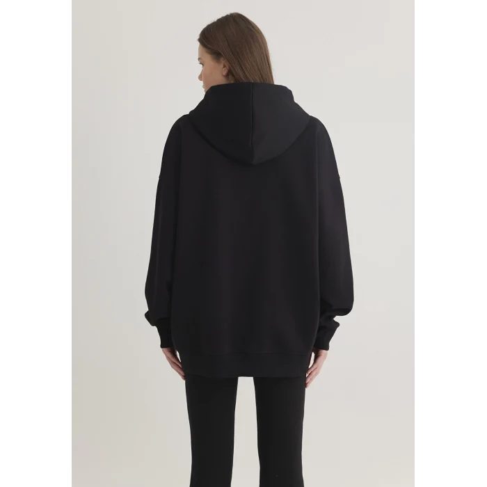 Mavi 1610221-900 Kapüşonlu Fermuarlı Siyah Sweatshirt