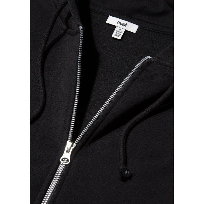 Mavi 1610221-900 Kapüşonlu Fermuarlı Siyah Sweatshirt