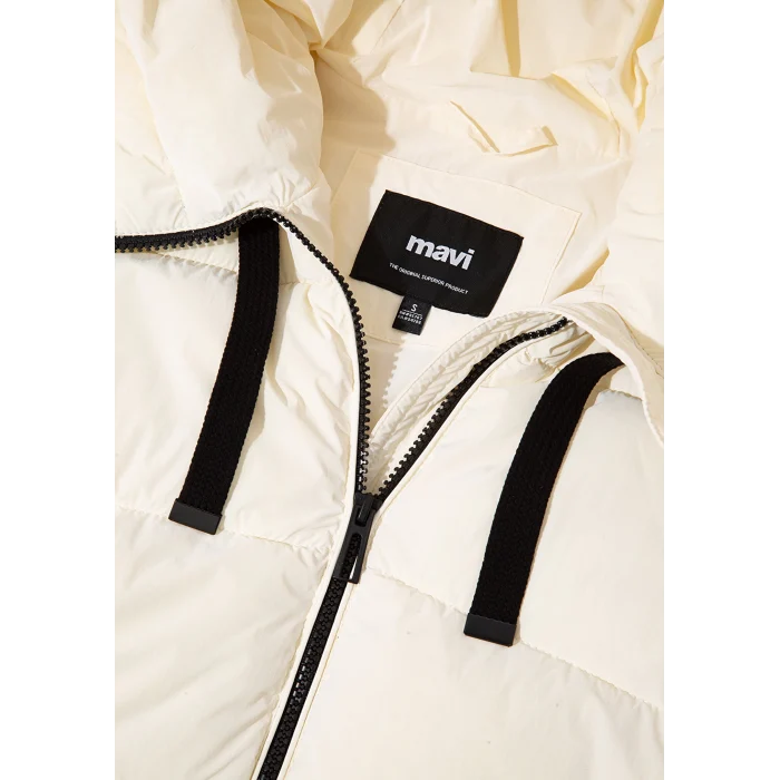 Mavi 1110043-83043 Kapüşonlu Ekru Şişme Mont