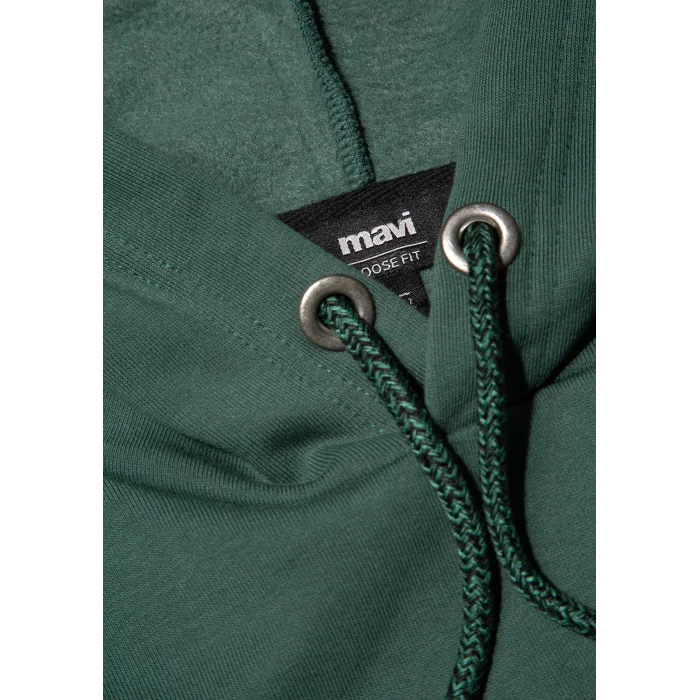 Mavi 065809-71580 Mavi Logo Nakışlı Kapüşonlu Yeşil Sweatshirt