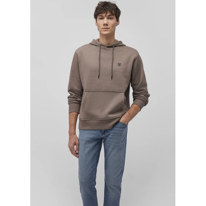 Mavi 065809-87875 Mavi Logo Nakışlı Kapüşonlu Kahverengi Sweatshirt