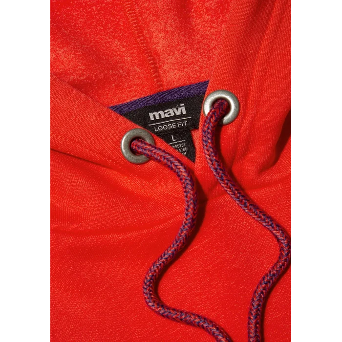 Mavi 065809-70481 Mavi Logo Nakışlı Kapüşonlu Turuncu Sweatshirt