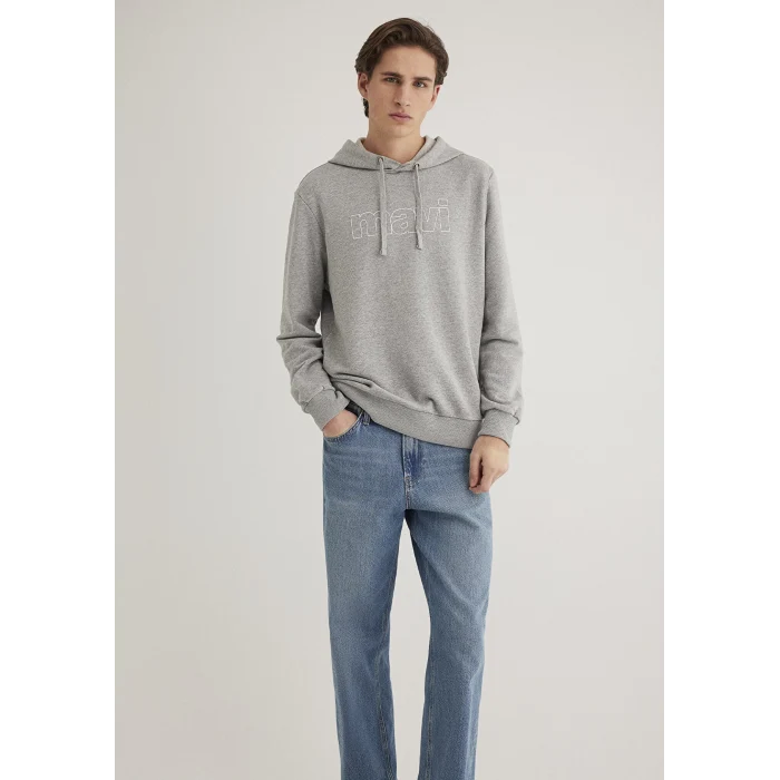 Mavi 065606-28387 Mavi Logo Baskılı Kapüşonlu Gri Sweatshirt