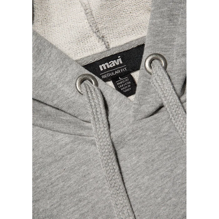 Mavi 065606-28387 Mavi Logo Baskılı Kapüşonlu Gri Sweatshirt