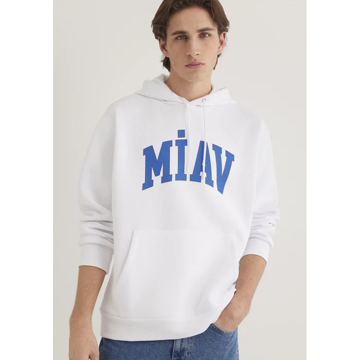 Mavi 0S10122-620 Miav Baskılı Kapüşonlu Beyaz Sweatshirt