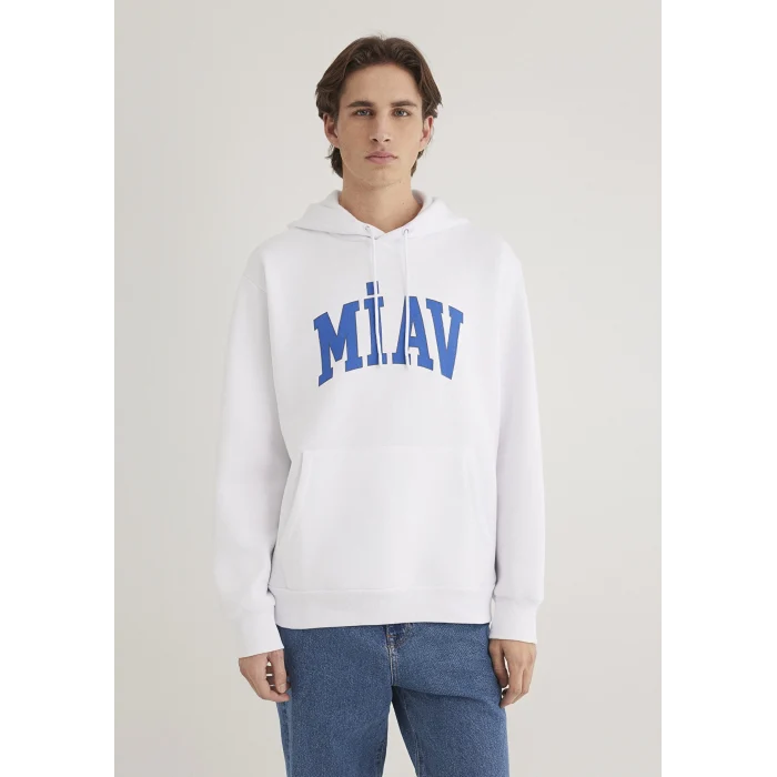 Mavi 0S10122-620 Miav Baskılı Kapüşonlu Beyaz Sweatshirt