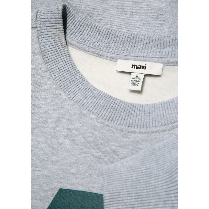 Mavi 1S10147-80196 MV Logo Baskılı Gri Sweatshirt