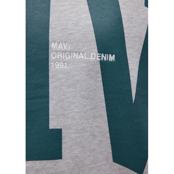 Mavi 1S10147-80196 MV Logo Baskılı Gri Sweatshirt