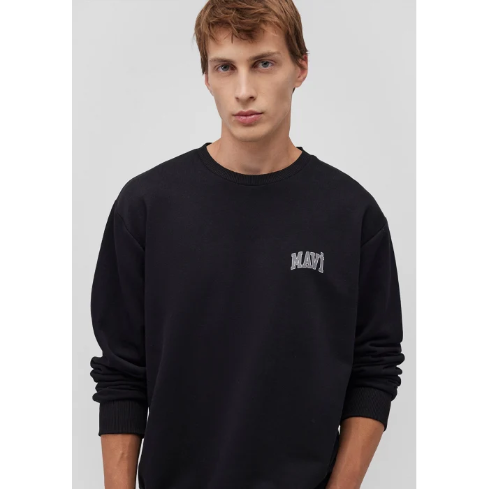 Mavi 0611716-900 Mavi Logo Baskılı Siyah Sweatshirt
