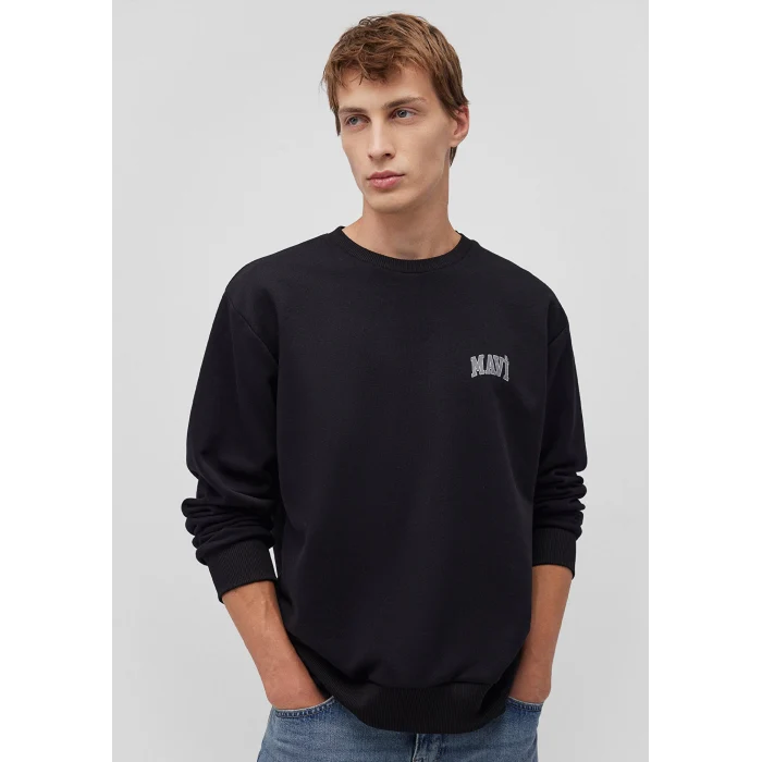 Mavi 0611716-900 Mavi Logo Baskılı Siyah Sweatshirt