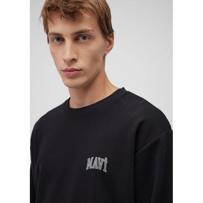 Mavi 0611716-900 Mavi Logo Baskılı Siyah Sweatshirt