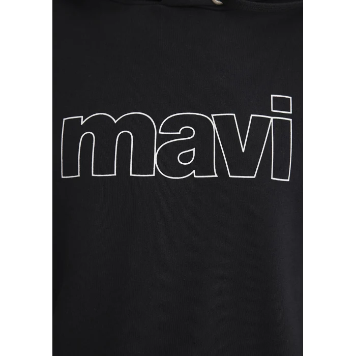 Mavi 065606-900 Mavi Logo Baskılı Kapüşonlu Siyah Sweatshirt