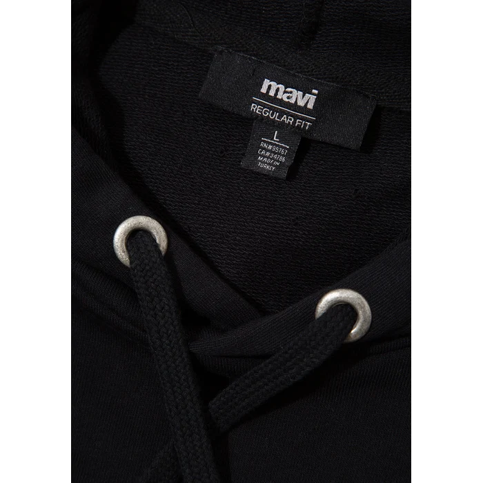Mavi 065606-900 Mavi Logo Baskılı Kapüşonlu Siyah Sweatshirt