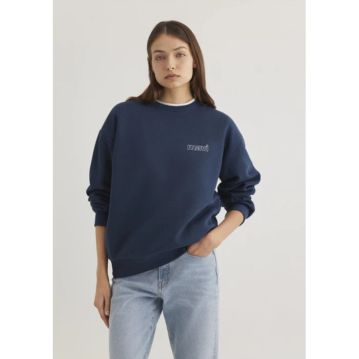 Mavi 1611656-82454 Mavi Logo Baskılı Lacivert Sweatshirt