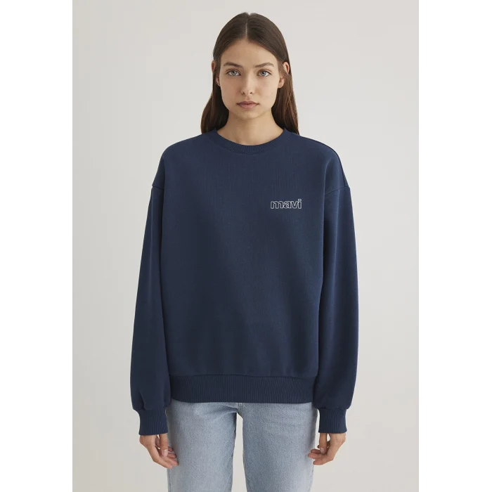 Mavi 1611656-82454 Mavi Logo Baskılı Lacivert Sweatshirt