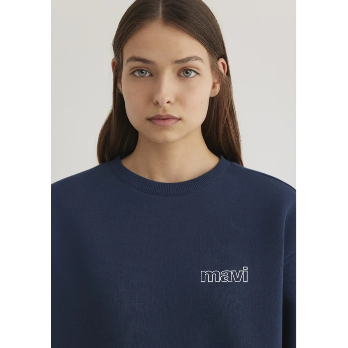 Mavi 1611656-82454 Mavi Logo Baskılı Lacivert Sweatshirt