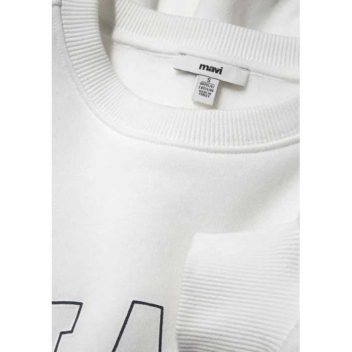 Mavi 1611192-70057 Mavi Logo Baskılı Beyaz Sweatshirt