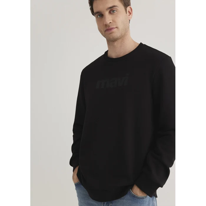 Mavi 066303-900 Mavi Logo Baskılı Siyah Sweatshirt