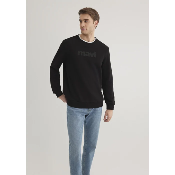 Mavi 066303-900 Mavi Logo Baskılı Siyah Sweatshirt